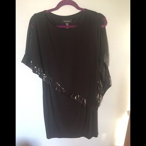 Black chiffon and sequins mini dress